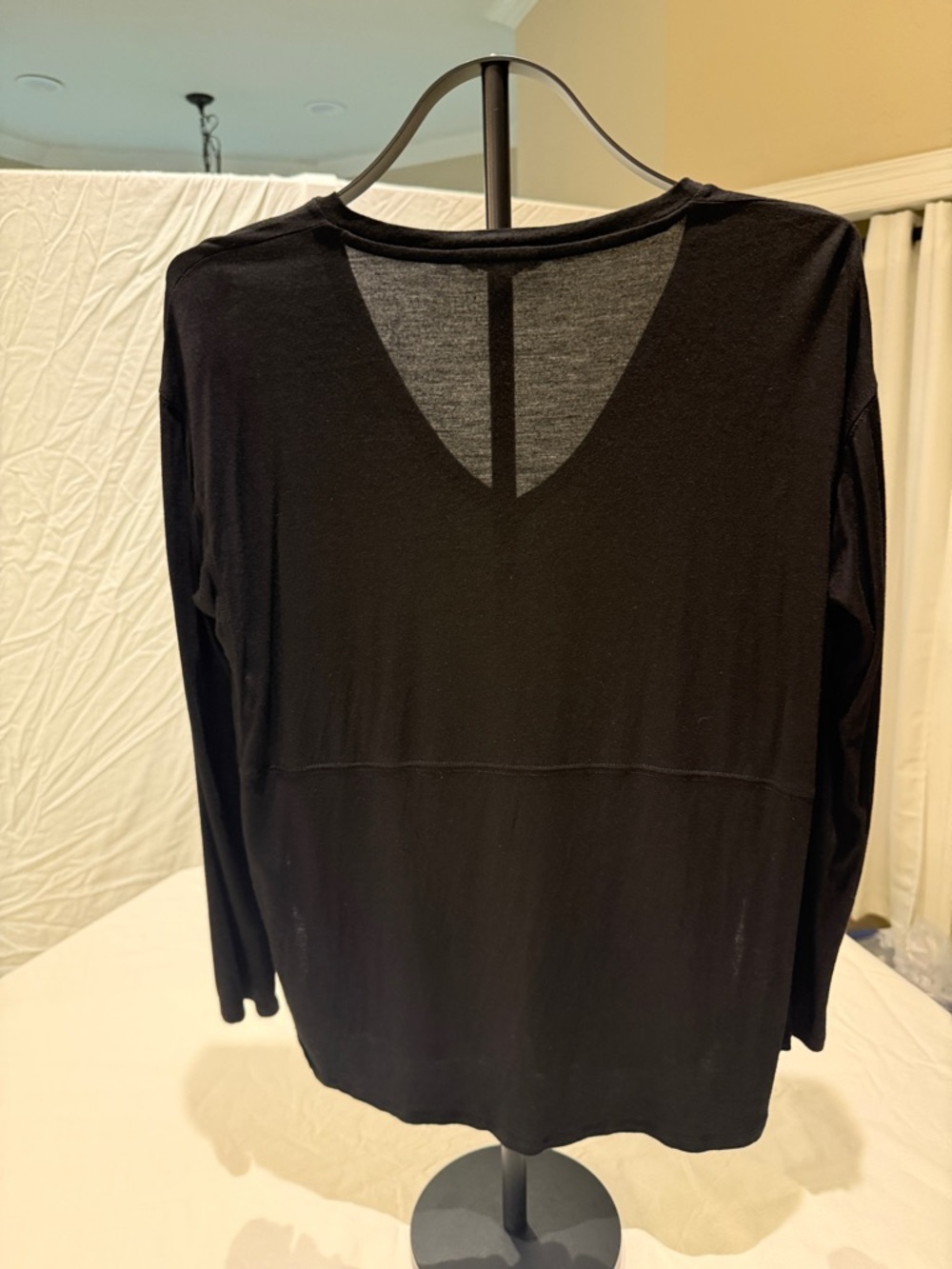Madewell Black V-Back Long Sleeve Top